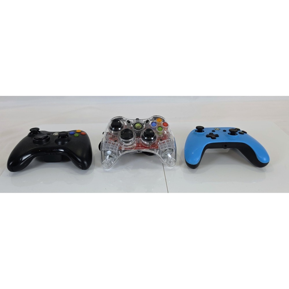 Xbox Controller Lot 3 360 Wireless Black PowerA Blue Series X S Afterglow As Is